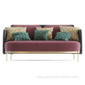 Modern chrome steel base and comfortable fabric tapesofa